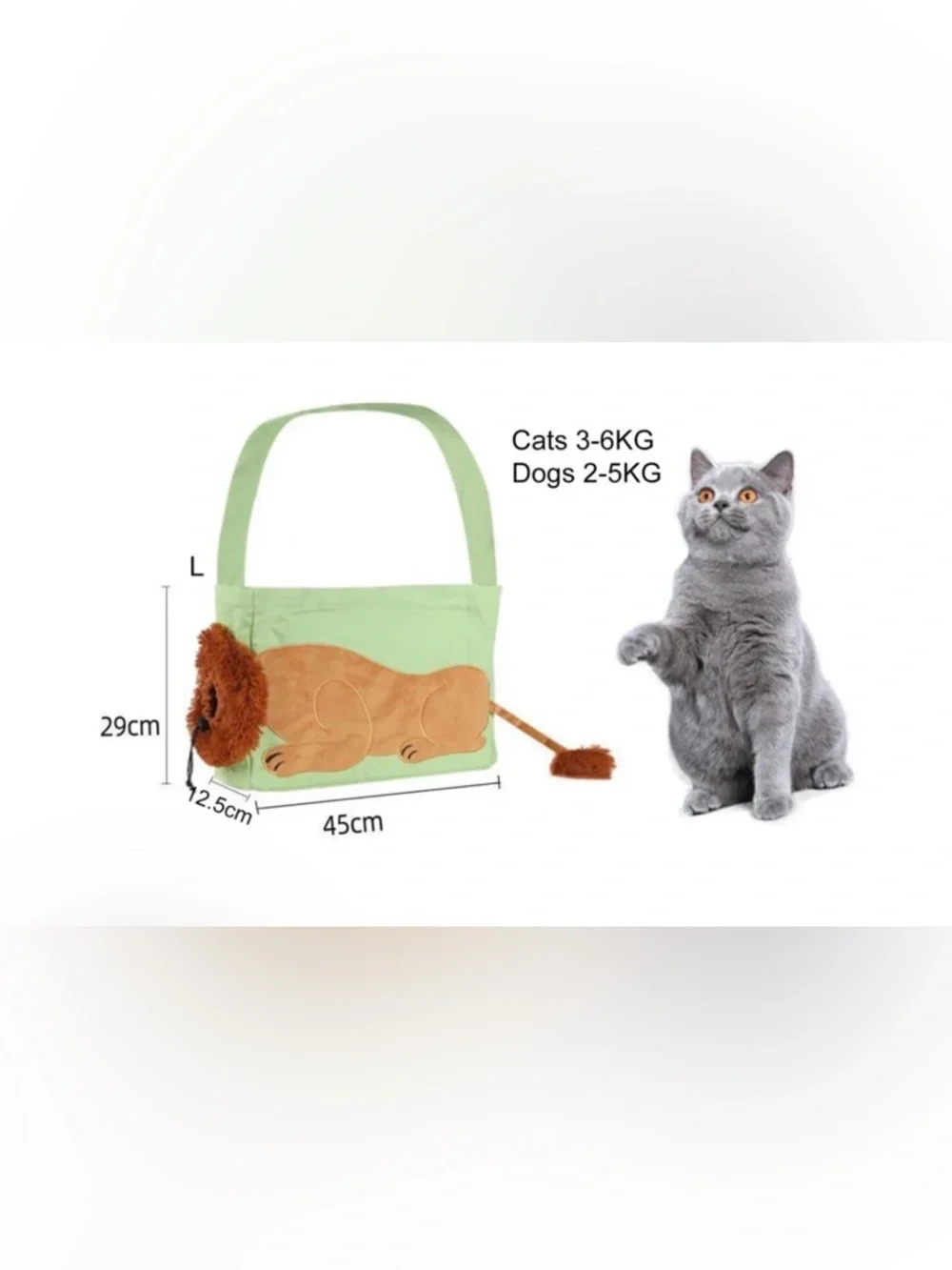 Pet Outdoor Bag Lion Shaped Cat 🐈 & Dog 🐕 Canvas Carrier Bag